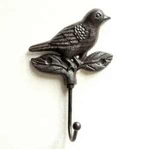Bird on Leaf - Single Wrought Iron Hook