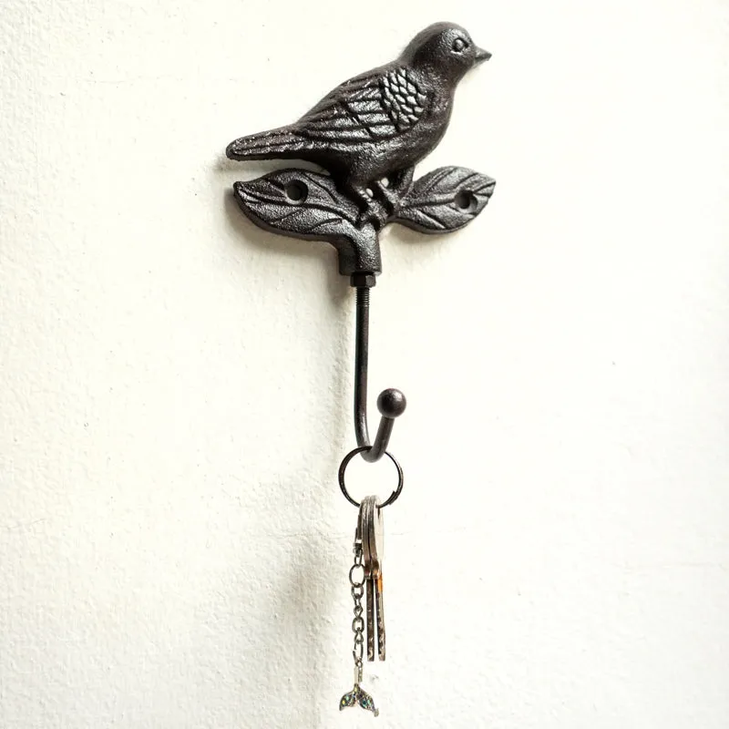 Bird on Leaf - Single Wrought Iron Hook