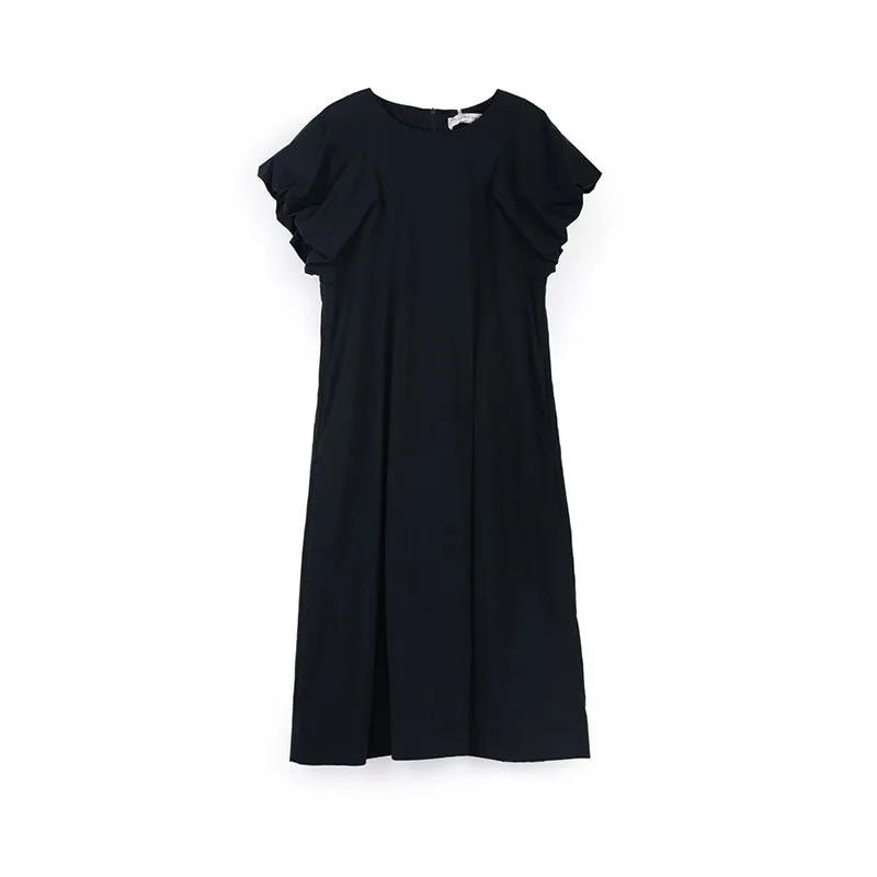 Black Bud Sleeve Waist Band Dress