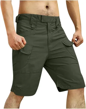 Cargo Shorts for Men Casual Loose Shorts with Pocket Athletic Cotton Linen Woven Elastic Comfy Cargo Pants for Men