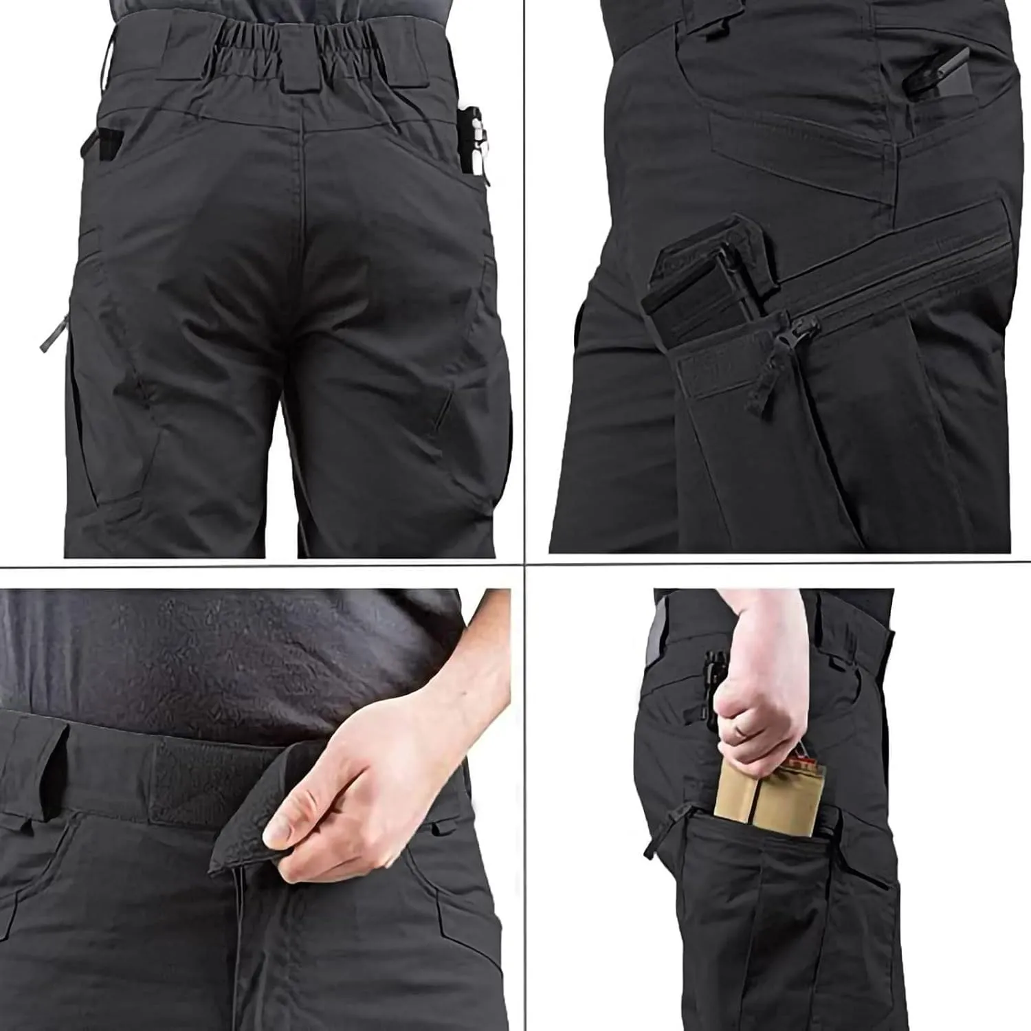 Cargo Shorts for Men Casual Loose Shorts with Pocket Athletic Cotton Linen Woven Elastic Comfy Cargo Pants for Men