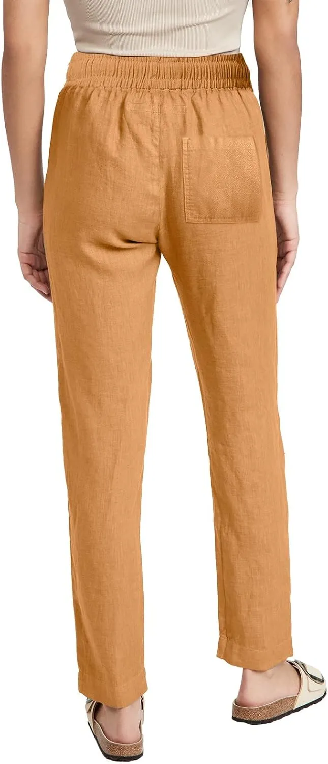 Casual Pants Women Summer Drawstring High Waist Straight Leg Pants Casual Dressy Work Vacation Beach Trousers with Pockets