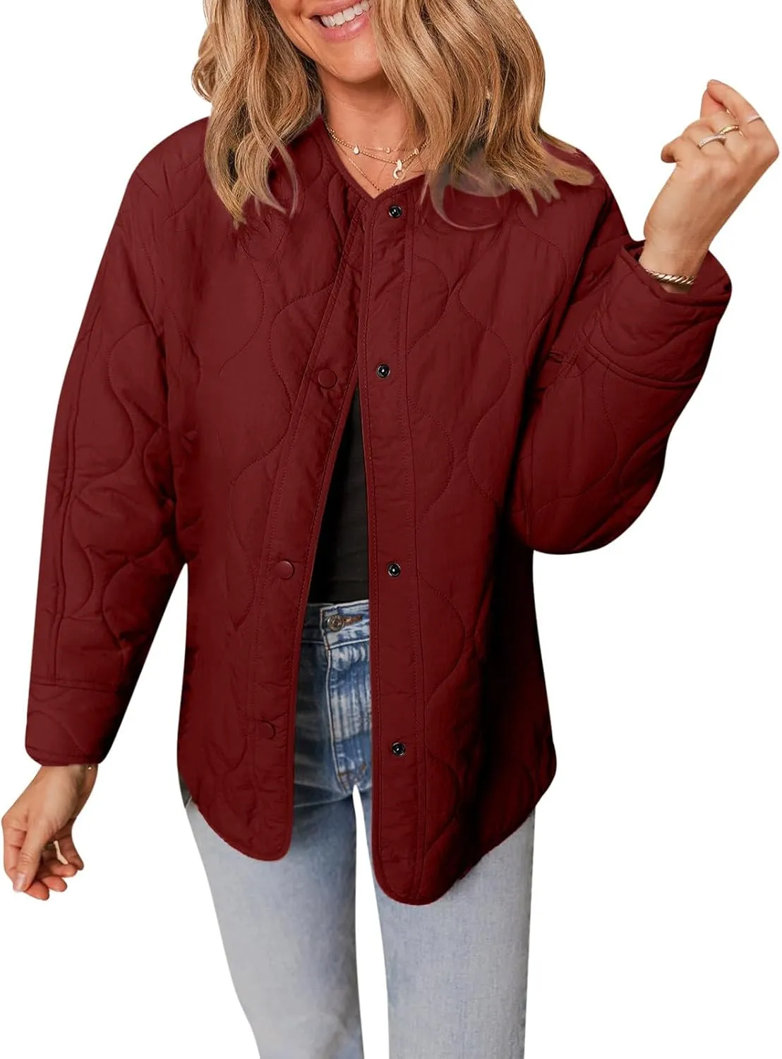 Ceboyel Women Quilted Lightweight Jackets 2024 Trendy Puffer Light Jacket Fall Winter Warm Barn Coats Padded Outwear Clothes