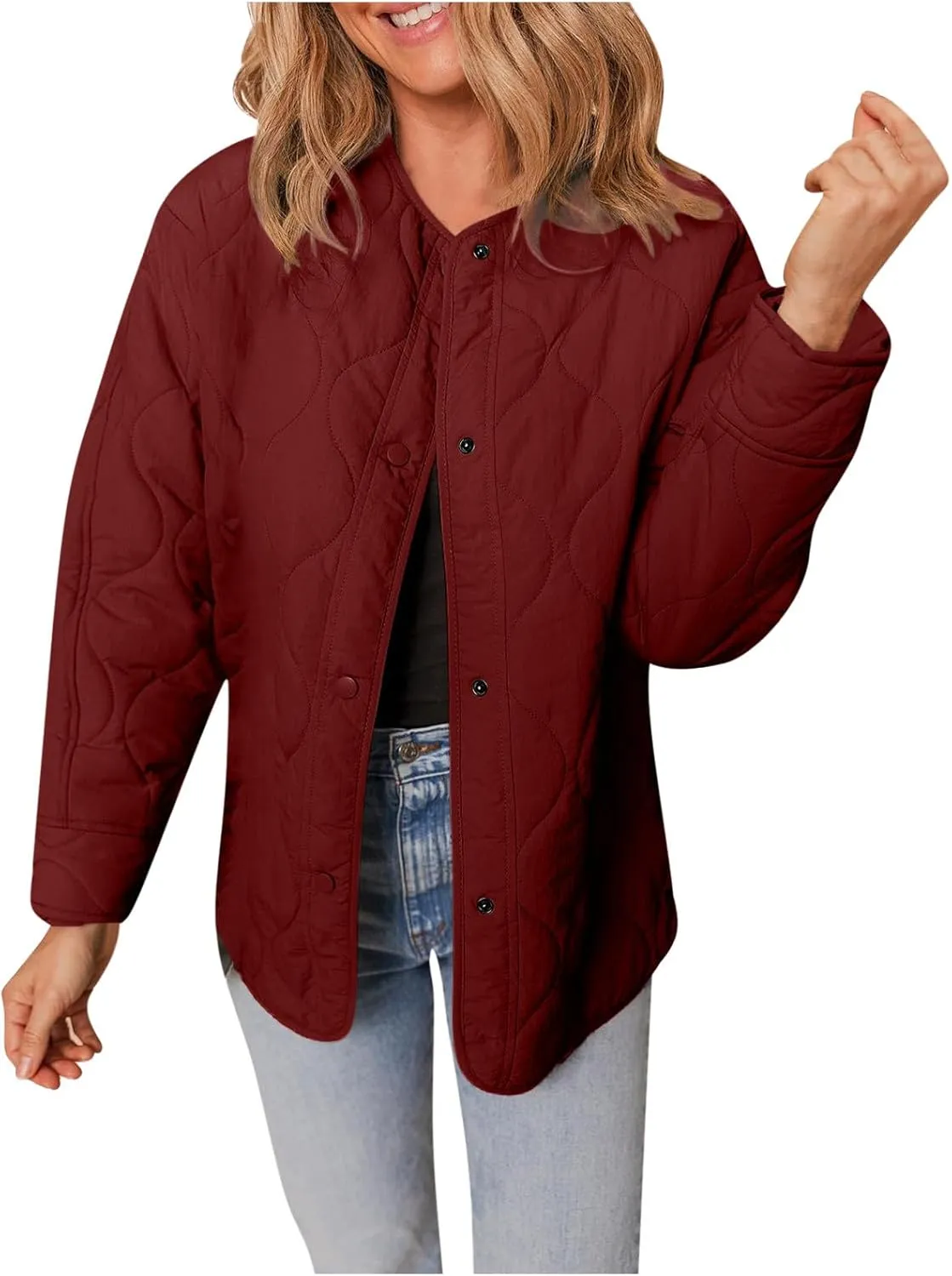 Ceboyel Women Quilted Lightweight Jackets 2024 Trendy Puffer Light Jacket Fall Winter Warm Barn Coats Padded Outwear Clothes