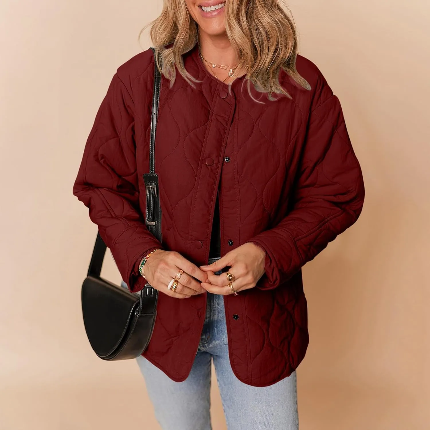 Ceboyel Women Quilted Lightweight Jackets 2024 Trendy Puffer Light Jacket Fall Winter Warm Barn Coats Padded Outwear Clothes