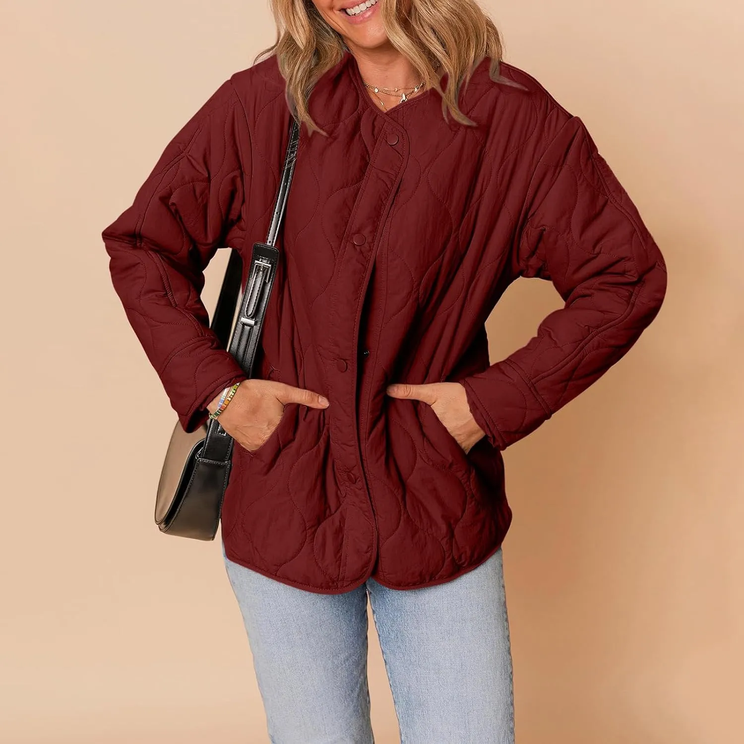 Ceboyel Women Quilted Lightweight Jackets 2024 Trendy Puffer Light Jacket Fall Winter Warm Barn Coats Padded Outwear Clothes