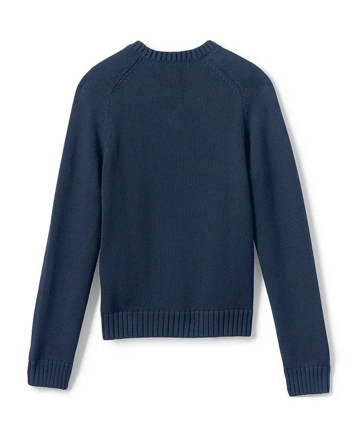 Children's school uniform Lands' End Children's Cotton Modal V-Neck Sweater, Blue