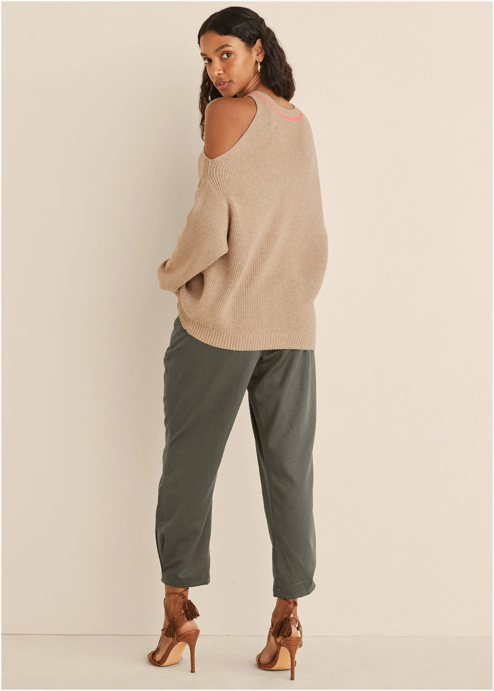 Cold Shoulder Sweater - Camel