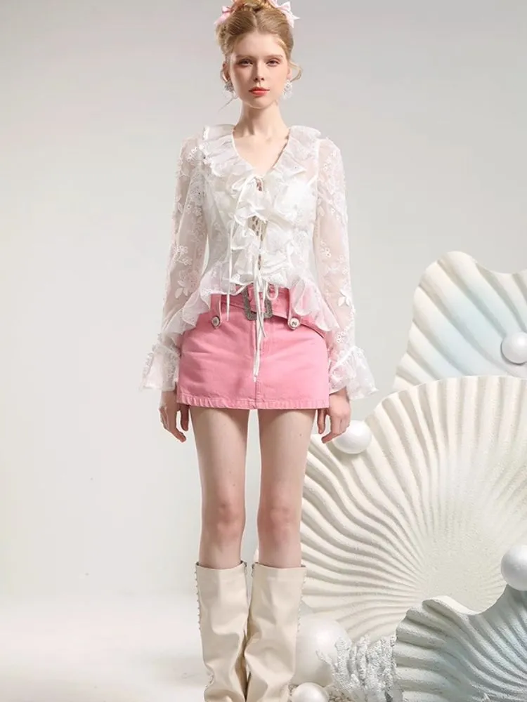 Embroidery Organza Tie Romantic Cardigan【s0000007275】