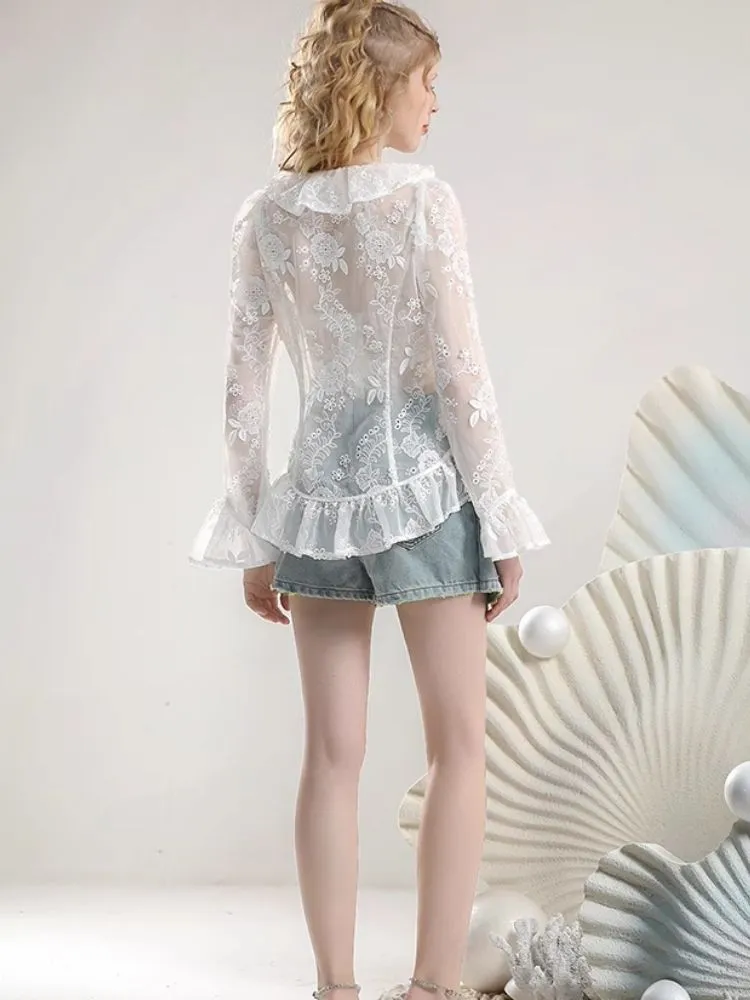 Embroidery Organza Tie Romantic Cardigan【s0000007275】