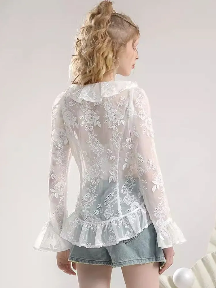 Embroidery Organza Tie Romantic Cardigan【s0000007275】