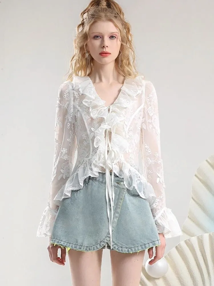 Embroidery Organza Tie Romantic Cardigan【s0000007275】