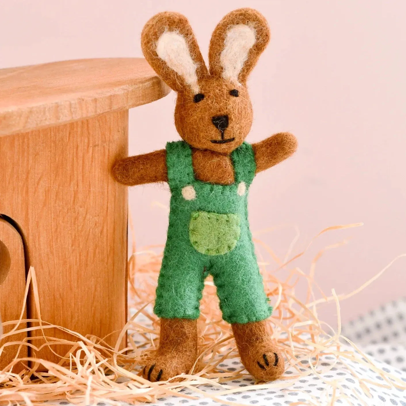 Felt Brown Rabbit- Green