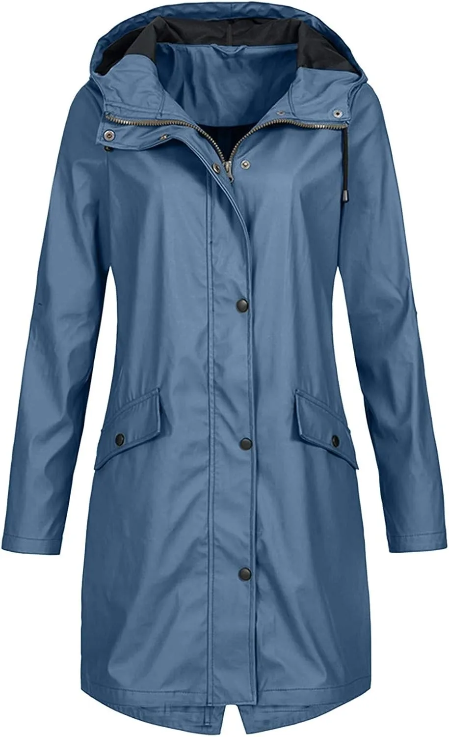 Hoodie Rain Long Solid Coat Jacket Women's Outdoor Color Windproof Women's Coat Womens Fall Coats And