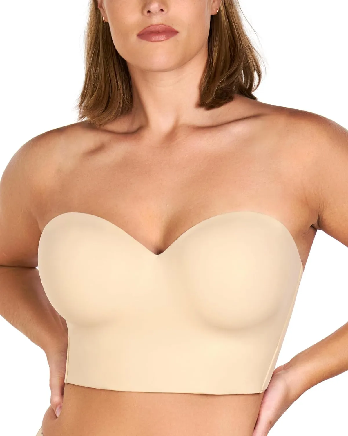 HSIA Longline Strapless Bra for Women, Anti-Slip Support Corset for Large Bust Convertible Bustier Bandeau for Big Breasts