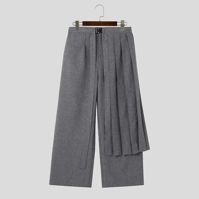 Irregular Detachable Loose Pleated Pants