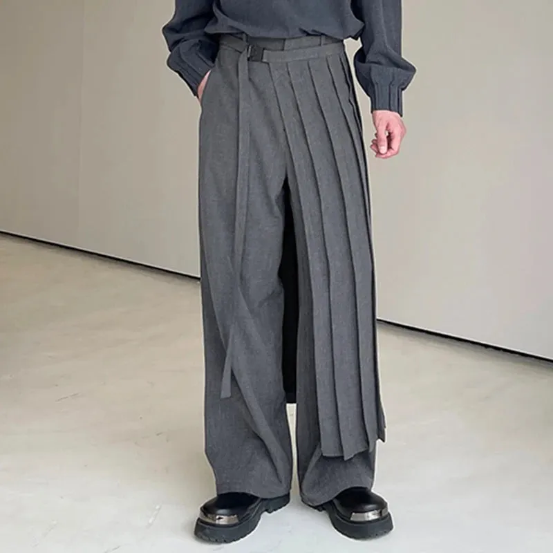 Irregular Detachable Loose Pleated Pants