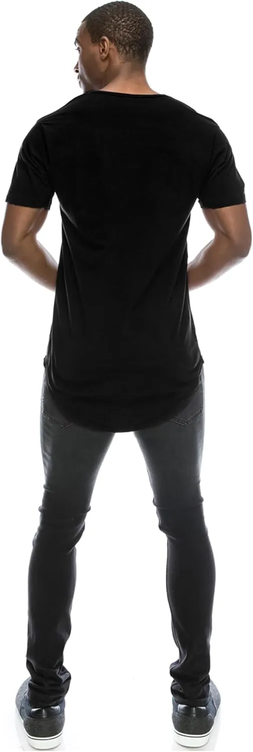JC DISTRO Mens Hipster Hip Hop Elong Longline Crewneck T-Shirt