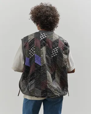 Kapital 2 Tones Big Vest Yabane Quilt, Charcoal/Black