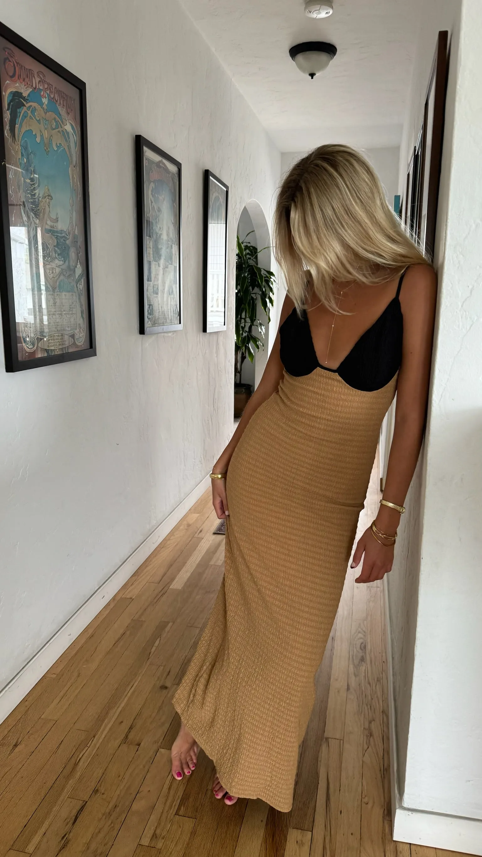 KEEN THE LABEL Yhasmina Contrast Textured Maxi Dress