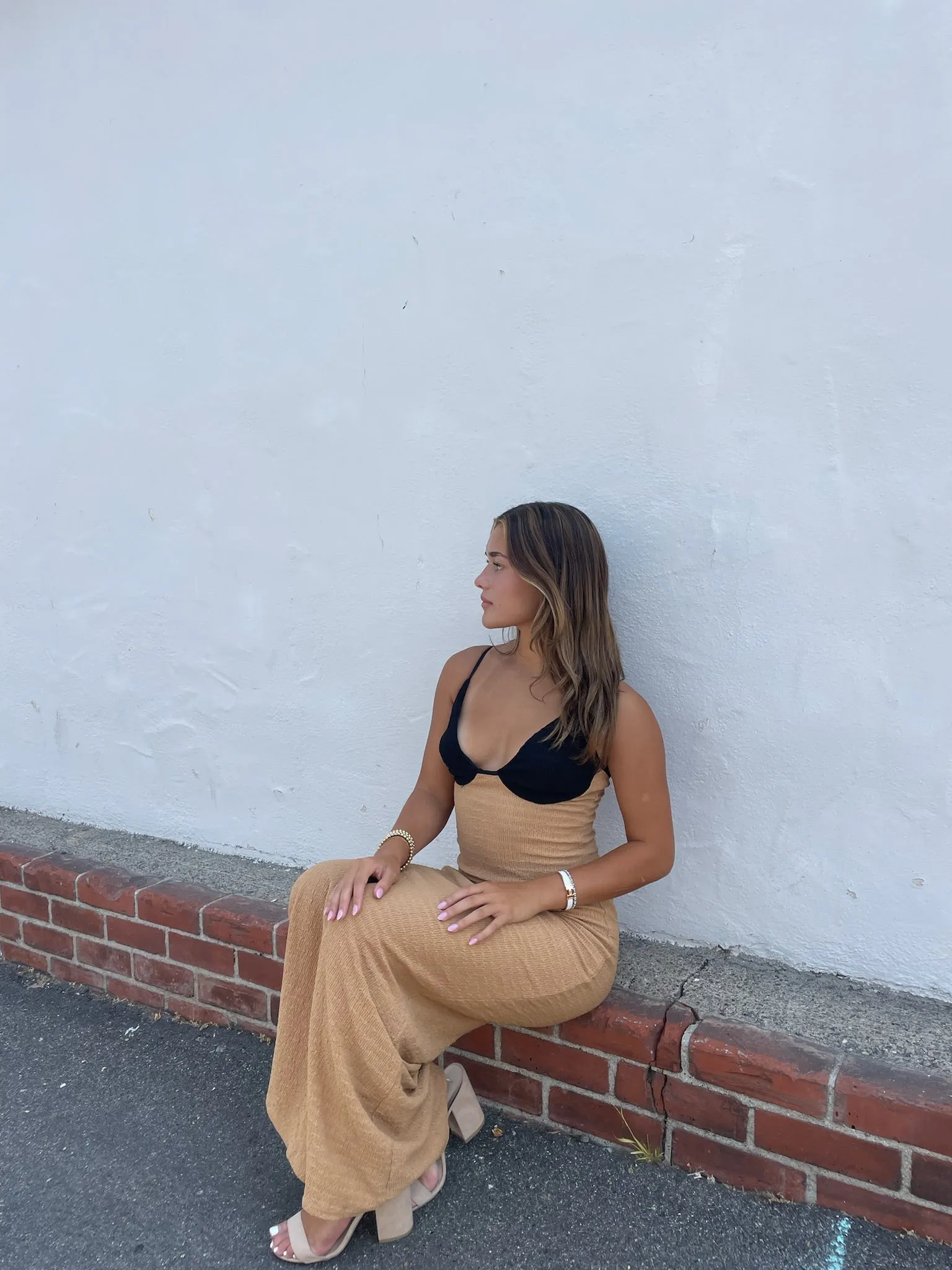 KEEN THE LABEL Yhasmina Contrast Textured Maxi Dress