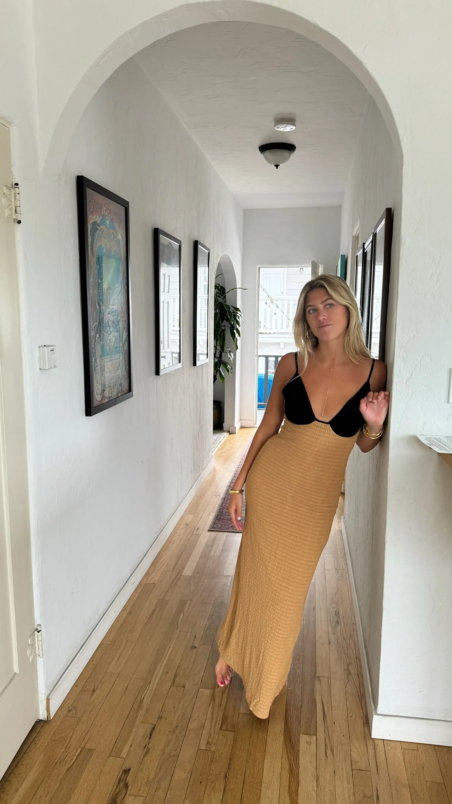 KEEN THE LABEL Yhasmina Contrast Textured Maxi Dress