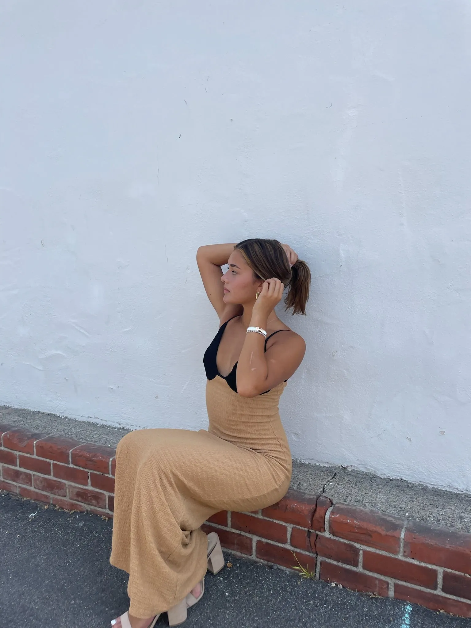 KEEN THE LABEL Yhasmina Contrast Textured Maxi Dress