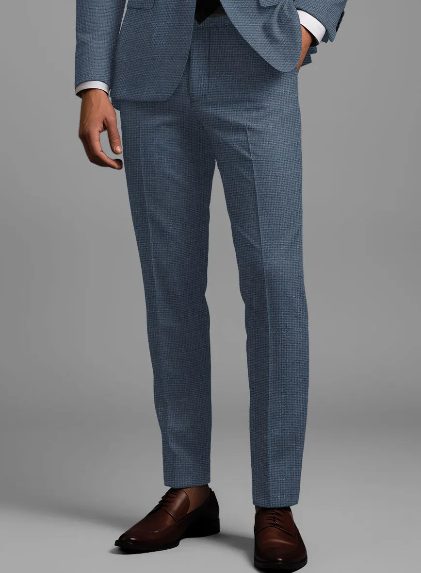London Loom Blue Abelardo Wool Silk Linen Pants