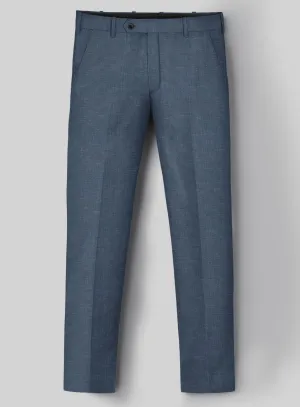 London Loom Blue Abelardo Wool Silk Linen Pants