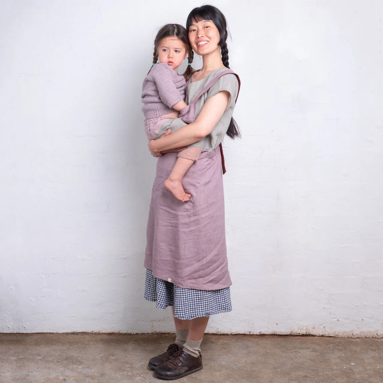 Mamiko Apron Dress - 100% Linen - Calamine Pink (Women S-XL)