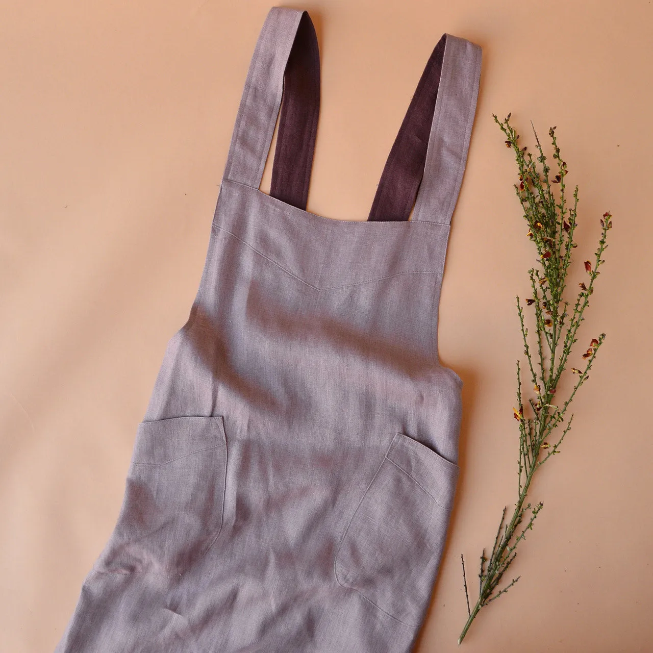 Mamiko Apron Dress - 100% Linen - Calamine Pink (Women S-XL)