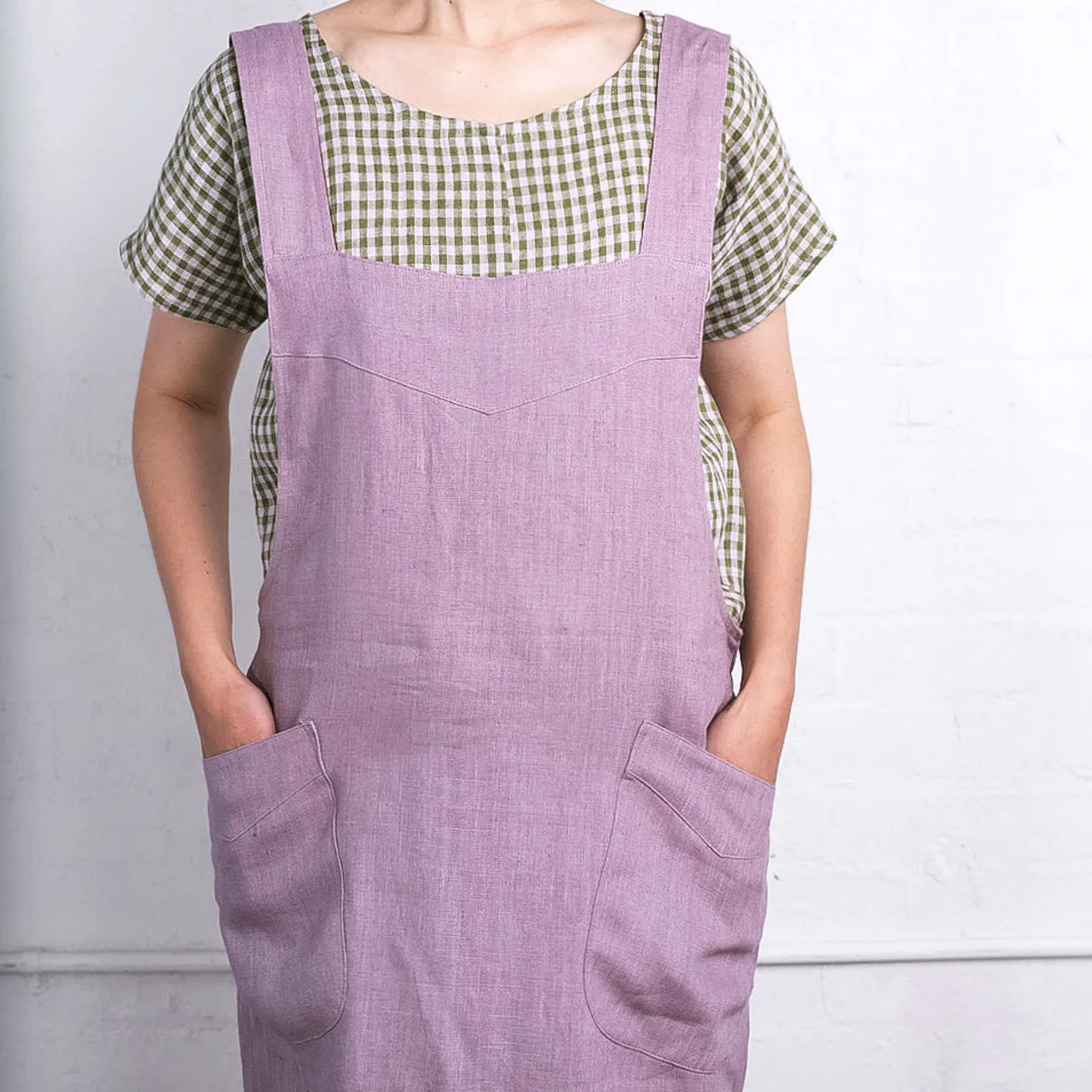 Mamiko Apron Dress - 100% Linen - Calamine Pink (Women S-XL)