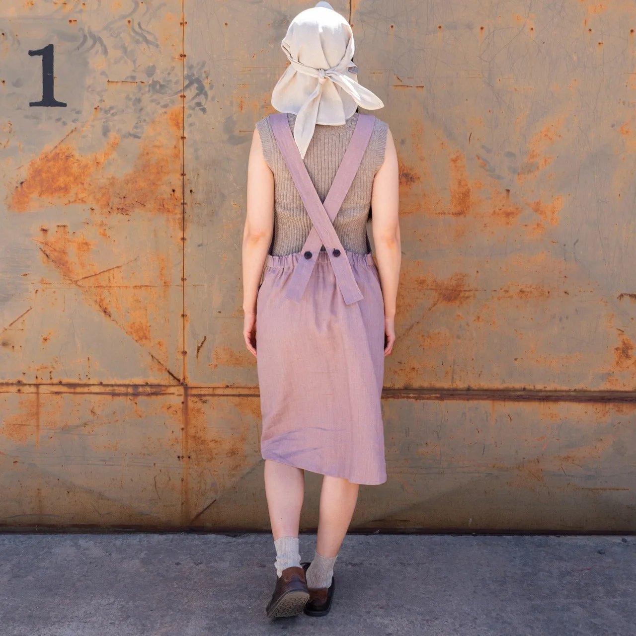 Mamiko Apron Dress - 100% Linen - Calamine Pink (Women S-XL)