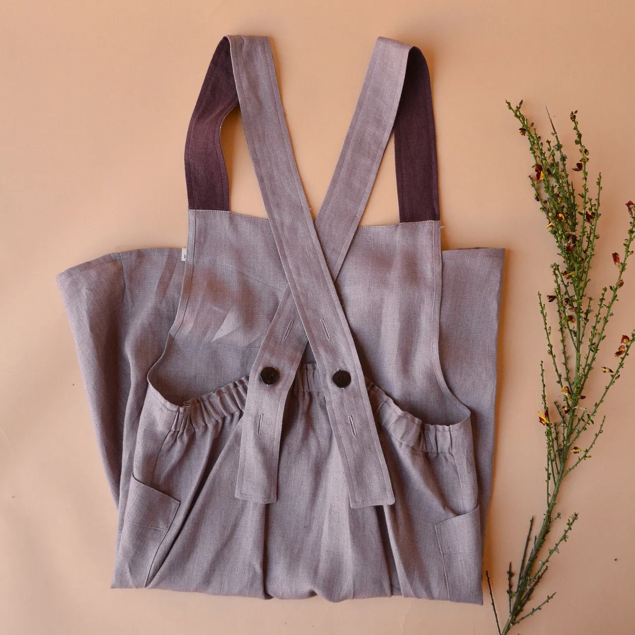 Mamiko Apron Dress - 100% Linen - Calamine Pink (Women S-XL)
