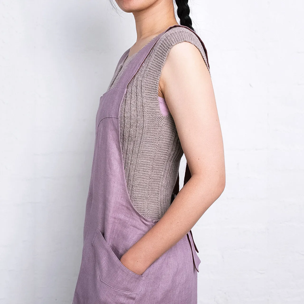 Mamiko Apron Dress - 100% Linen - Calamine Pink (Women S-XL)