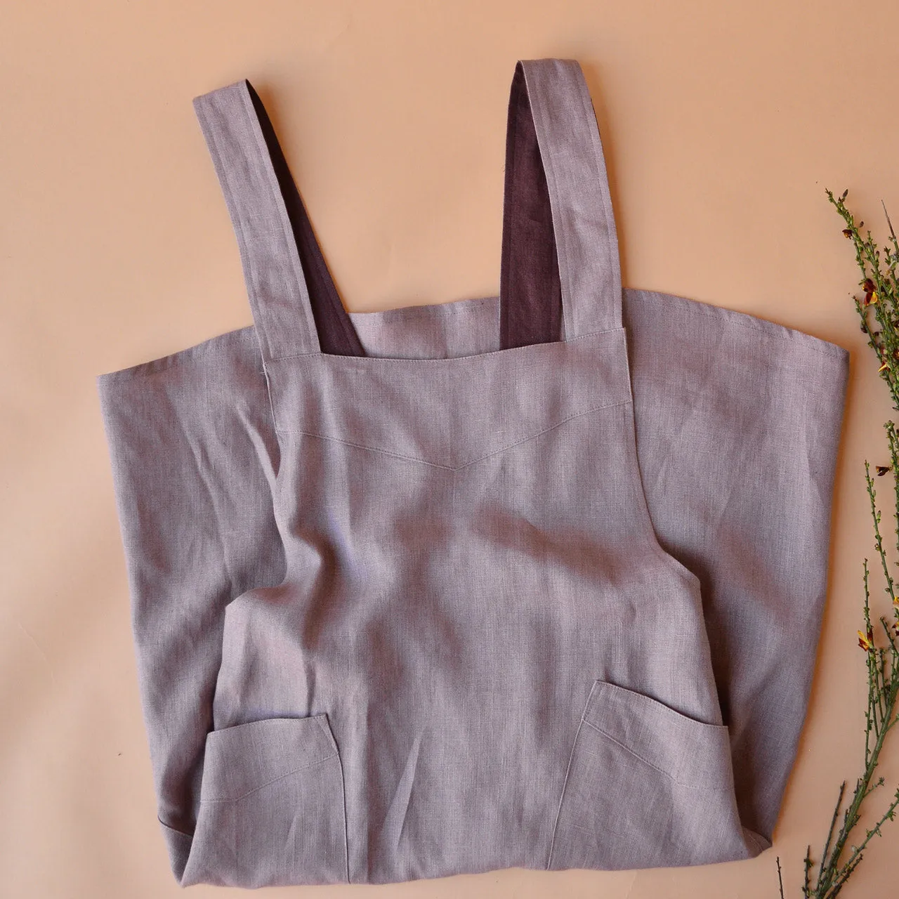 Mamiko Apron Dress - 100% Linen - Calamine Pink (Women S-XL)