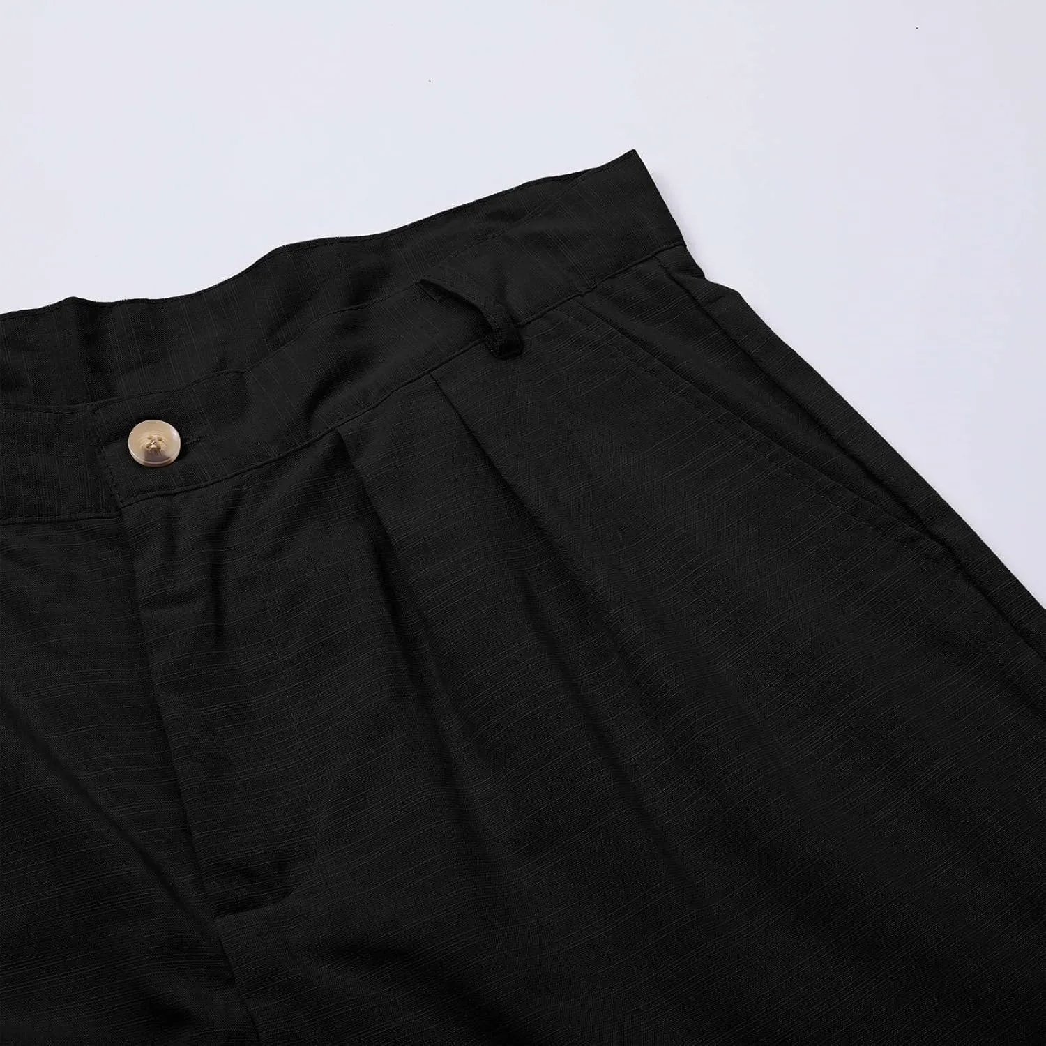 Mens Linen Pants Big and Tall Classic Flat Front Chino Pants Casual Lightweight Straight Leg Summer Beach Trousers