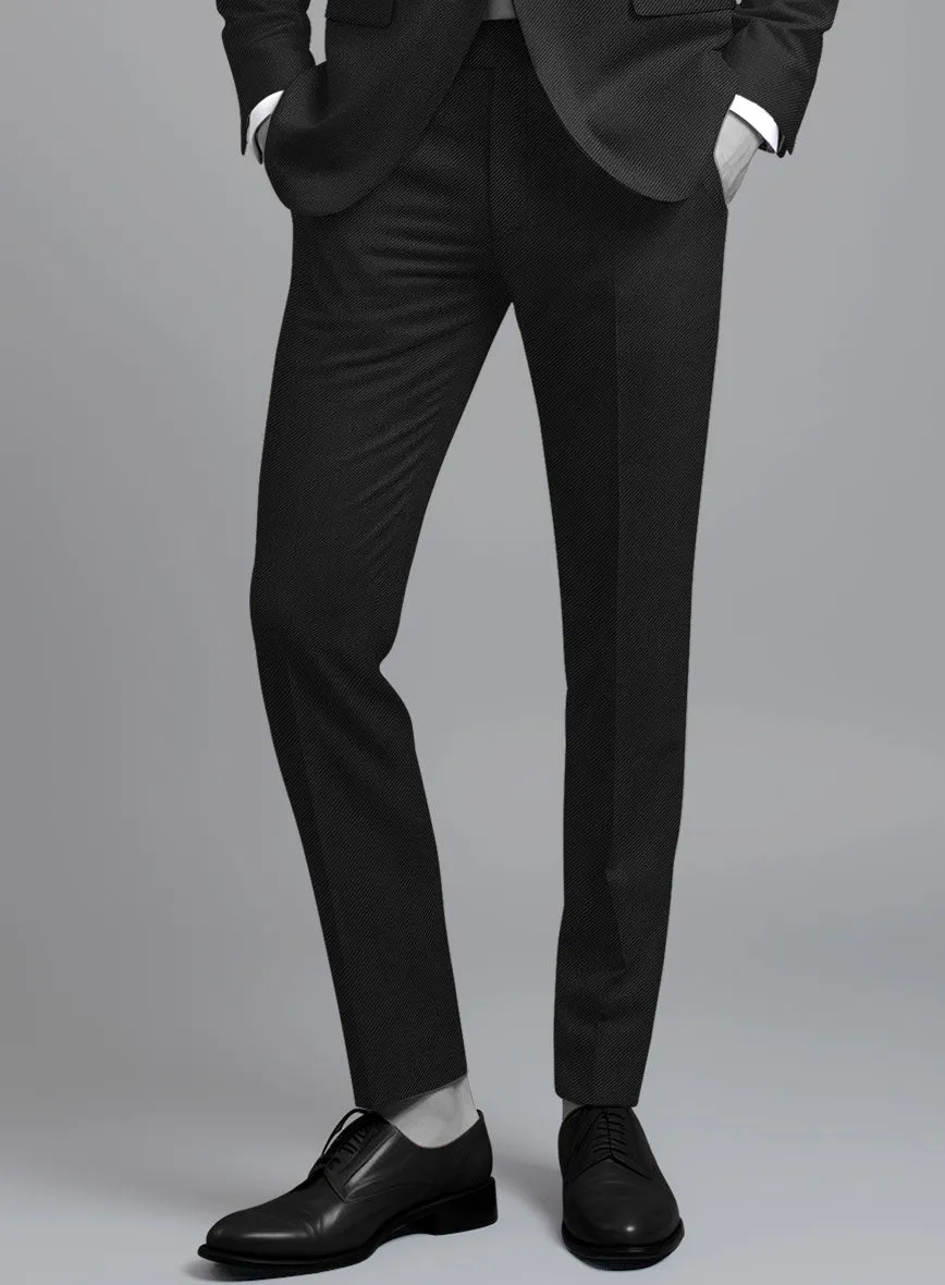 Napolean Cavalry Twill Black Wool Suit