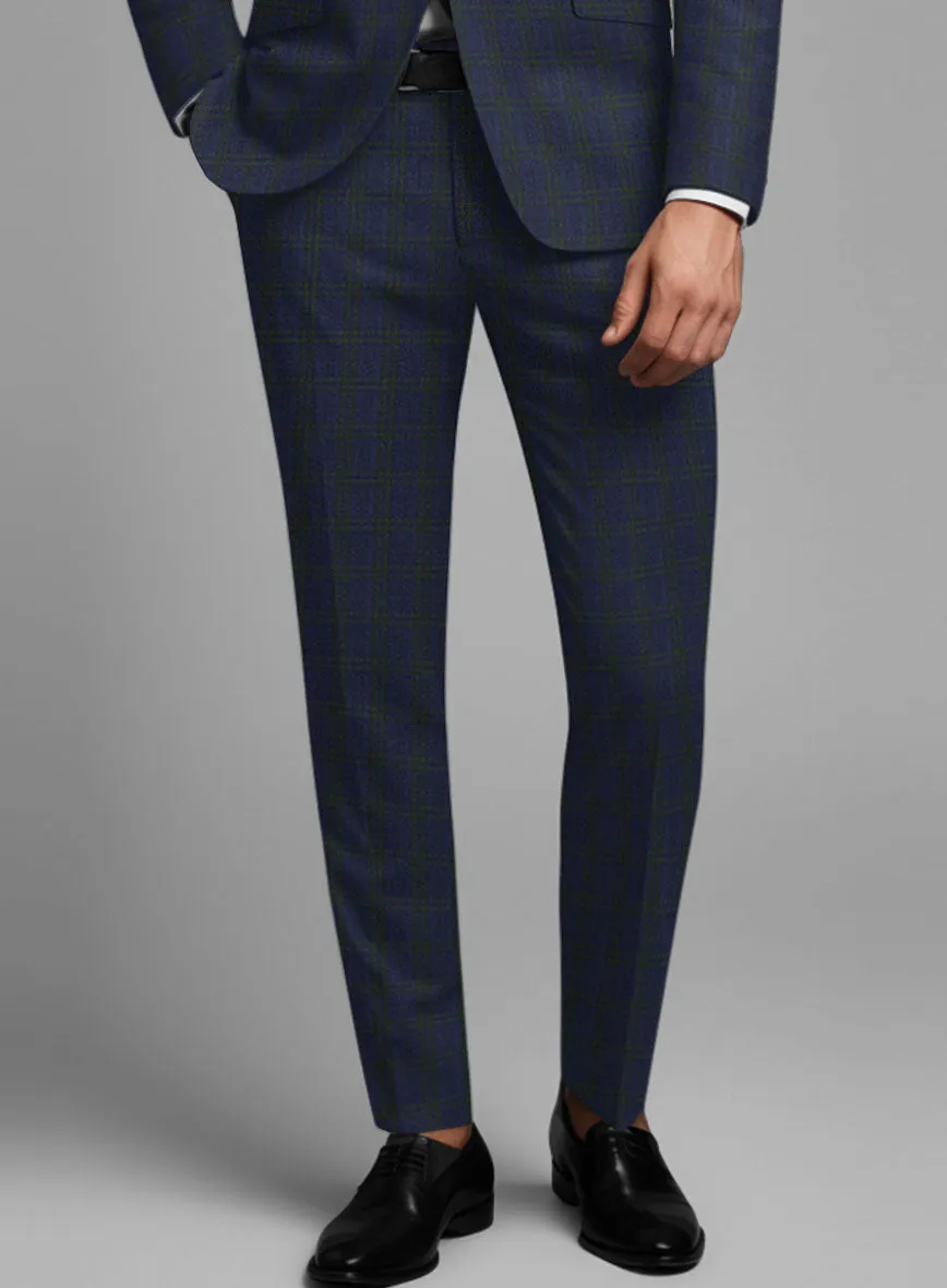 Noble Cinzia Blue Wool Silk Linen Pants
