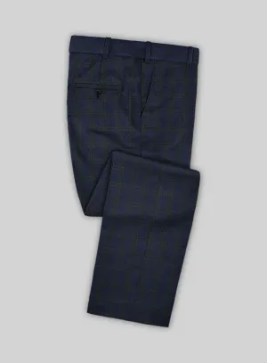 Noble Cinzia Blue Wool Silk Linen Pants