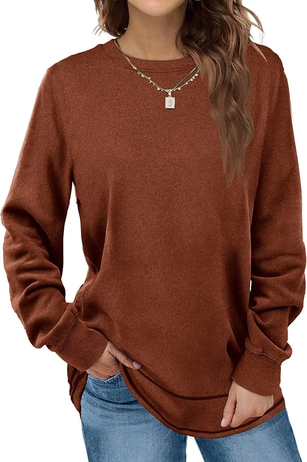 Oversized Sweatshirts for Women Long Sweaters Crewneck Winter