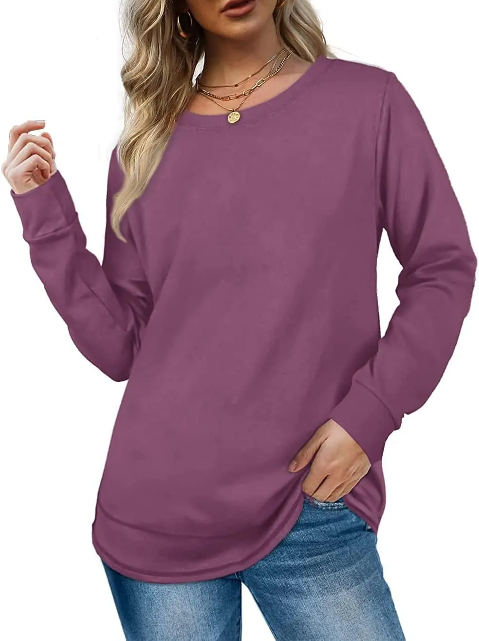 Oversized Sweatshirts for Women Long Sweaters Crewneck Winter