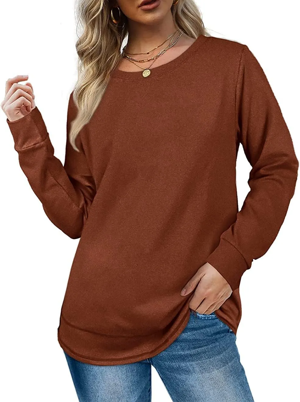 Oversized Sweatshirts for Women Long Sweaters Crewneck Winter