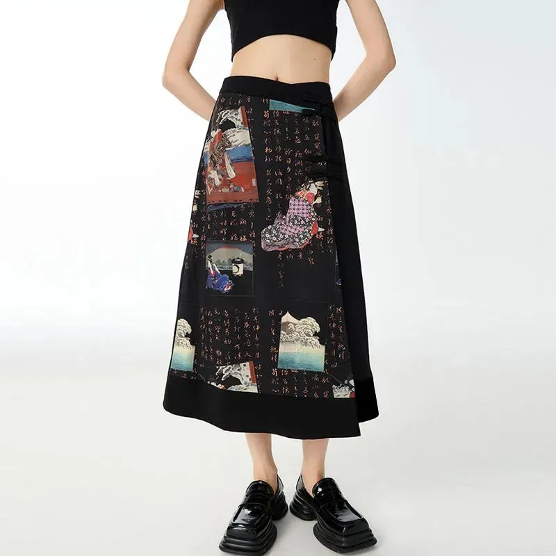 Printed Loose Irregular Skirt