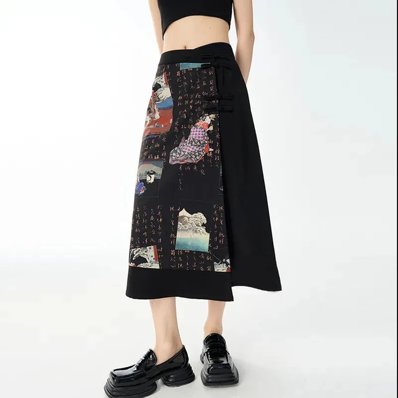 Printed Loose Irregular Skirt