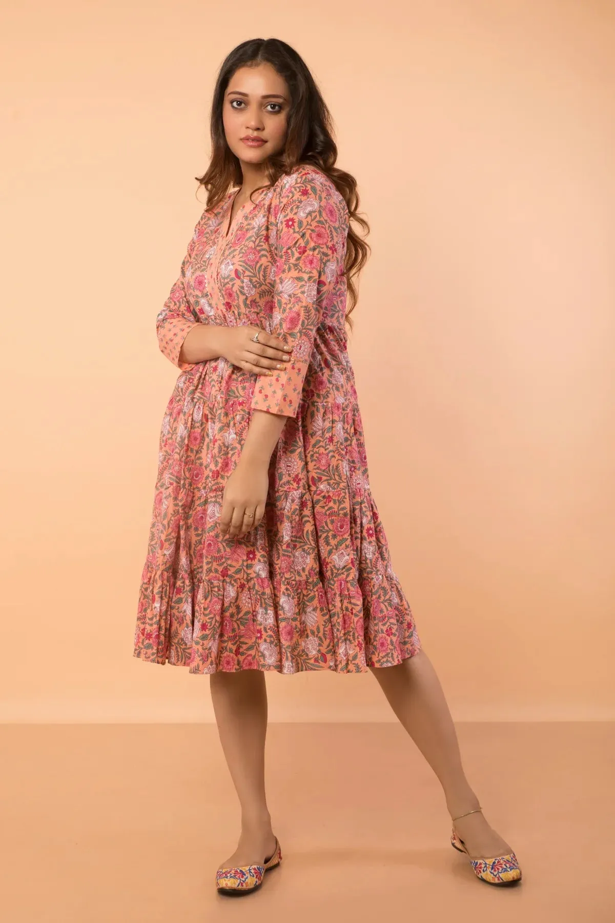 Pure Cotton Hand Block Printed Flared Dress