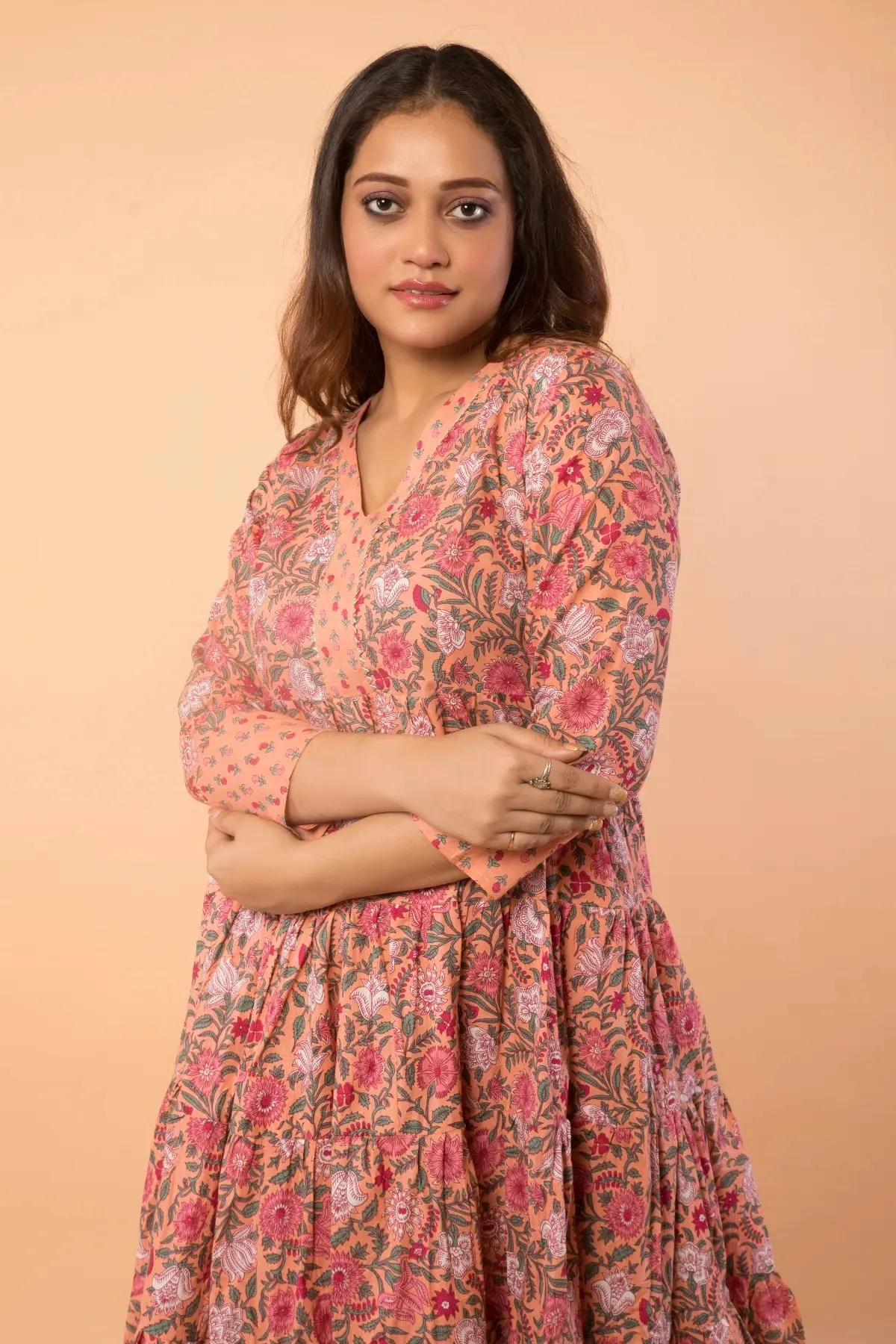 Pure Cotton Hand Block Printed Flared Dress
