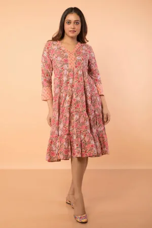 Pure Cotton Hand Block Printed Flared Dress