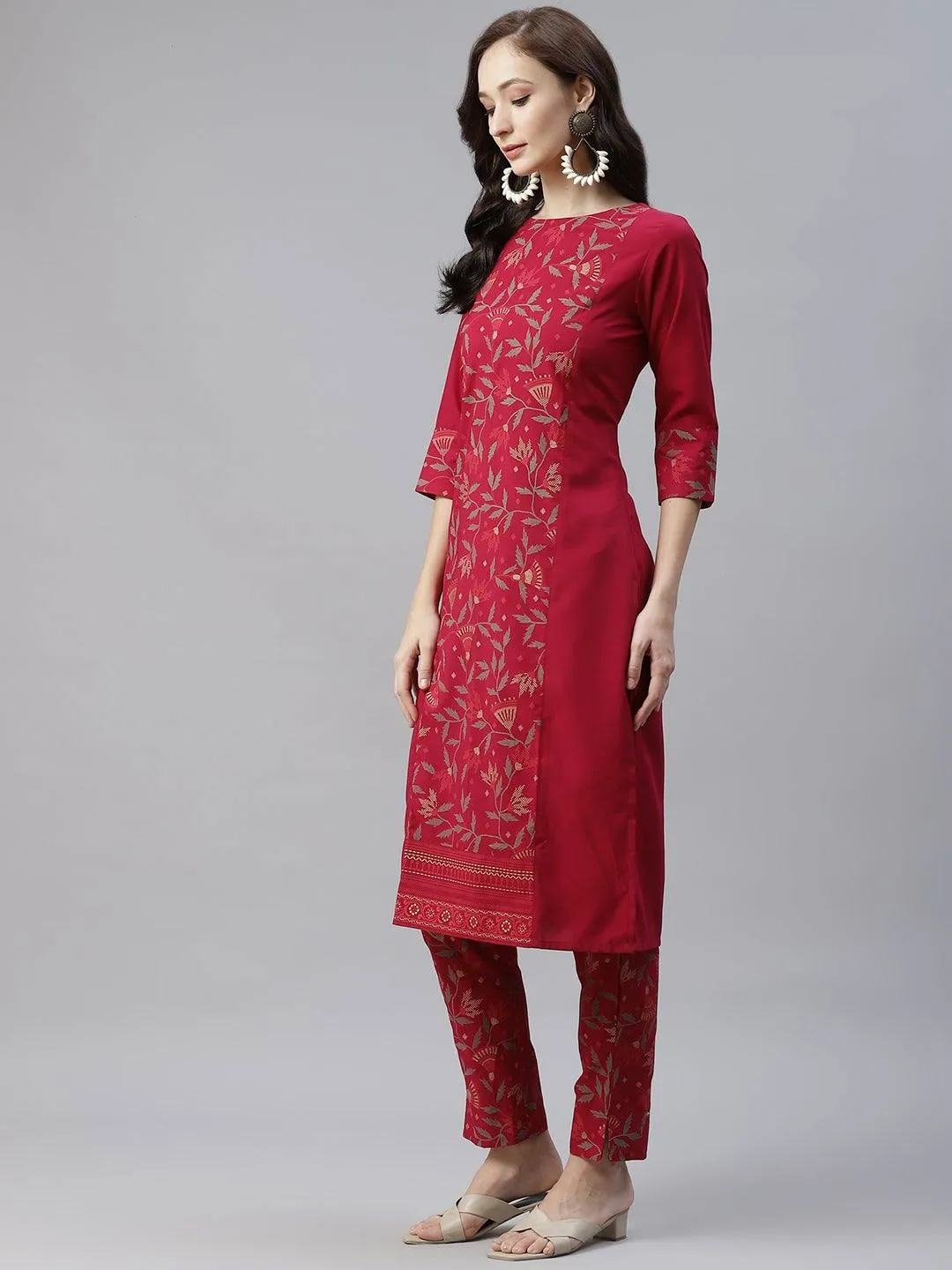 Red Style Kurta Pant Set