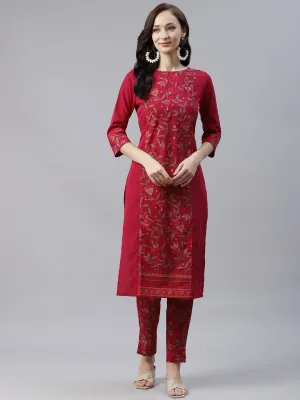 Red Style Kurta Pant Set